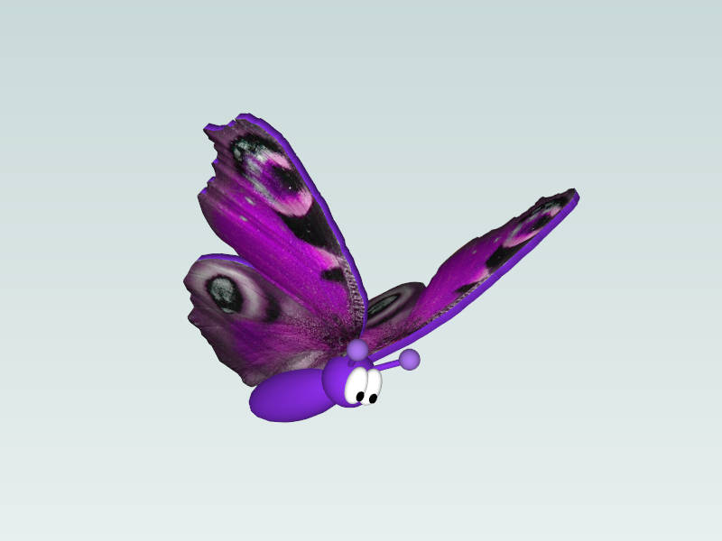 Purple Butterfly Cartoon sketchup model preview - SketchupBox