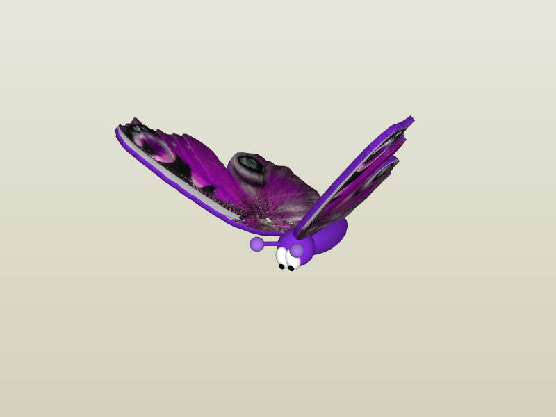 Purple Butterfly Cartoon sketchup model preview - SketchupBox