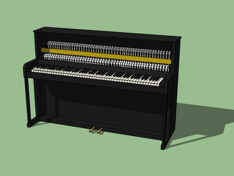 Black Upright Piano sketchup model preview - SketchupBox