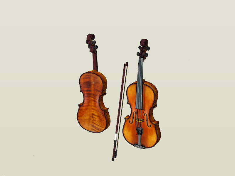 Violin with Bow sketchup model preview - SketchupBox