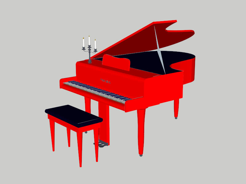 Red Yamaha Grand Piano sketchup model preview - SketchupBox