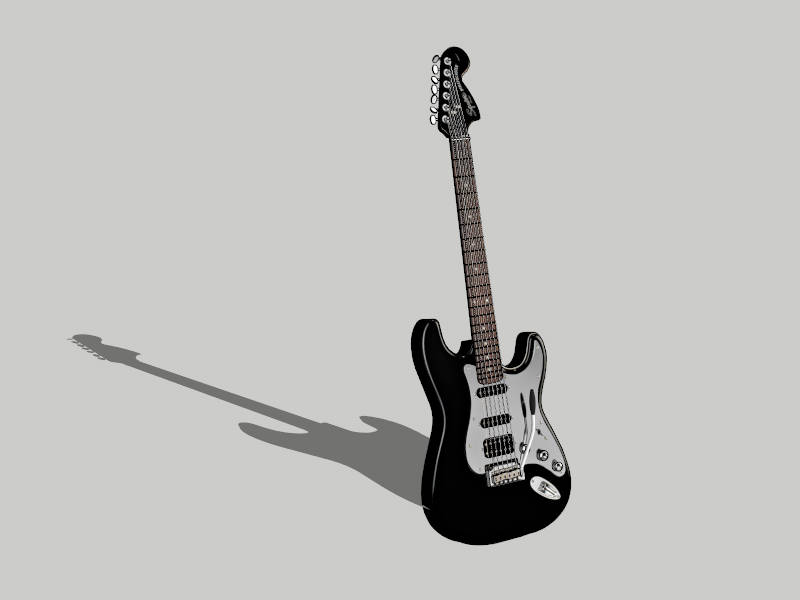 Squier Stratocaster HSS Electric Guitar sketchup model preview - SketchupBox