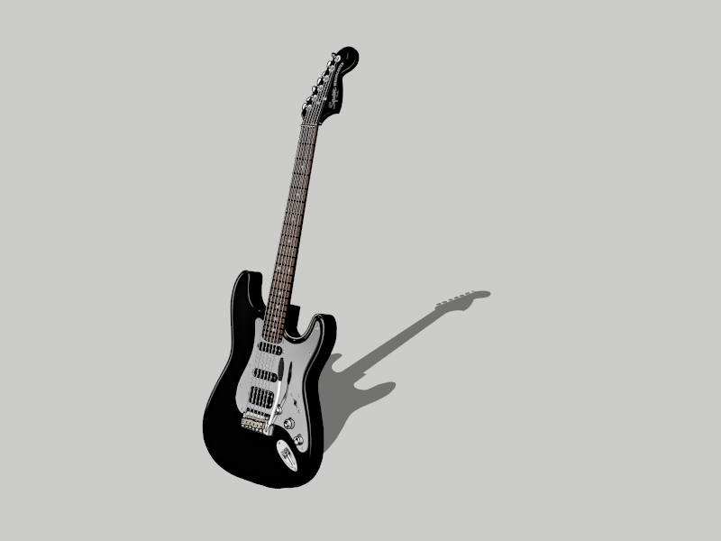 Squier Stratocaster HSS Electric Guitar sketchup model preview - SketchupBox