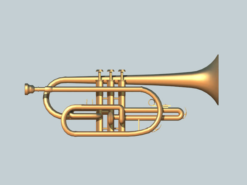 B Flat Trumpet sketchup model preview - SketchupBox