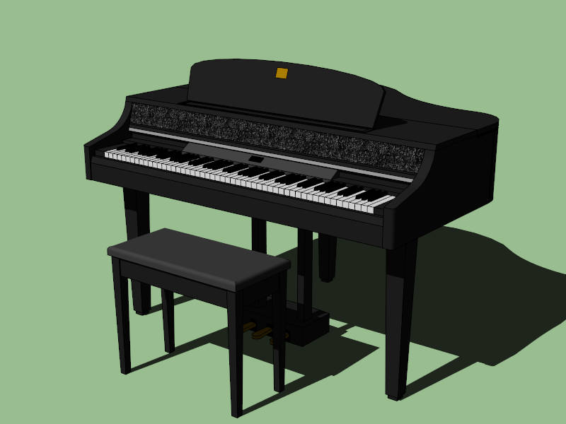 Digital Grand Piano sketchup model preview - SketchupBox