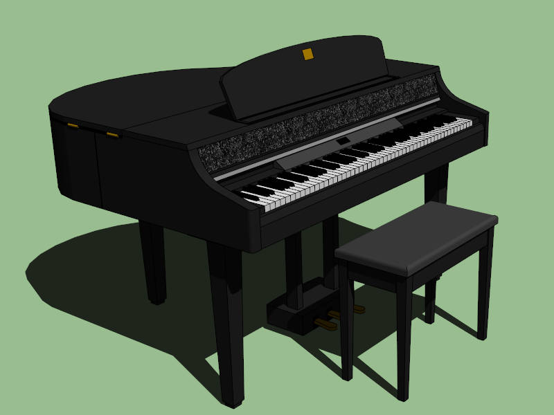 Digital Grand Piano sketchup model preview - SketchupBox