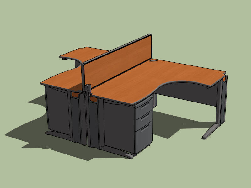 Two Person Office Cubicle Desk sketchup model preview - SketchupBox