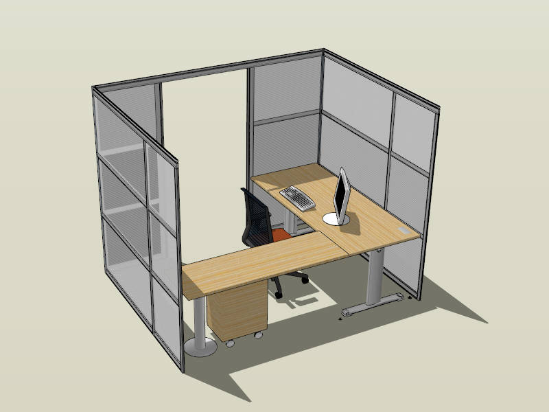 Small Enclosed Office Cubicles sketchup model preview - SketchupBox