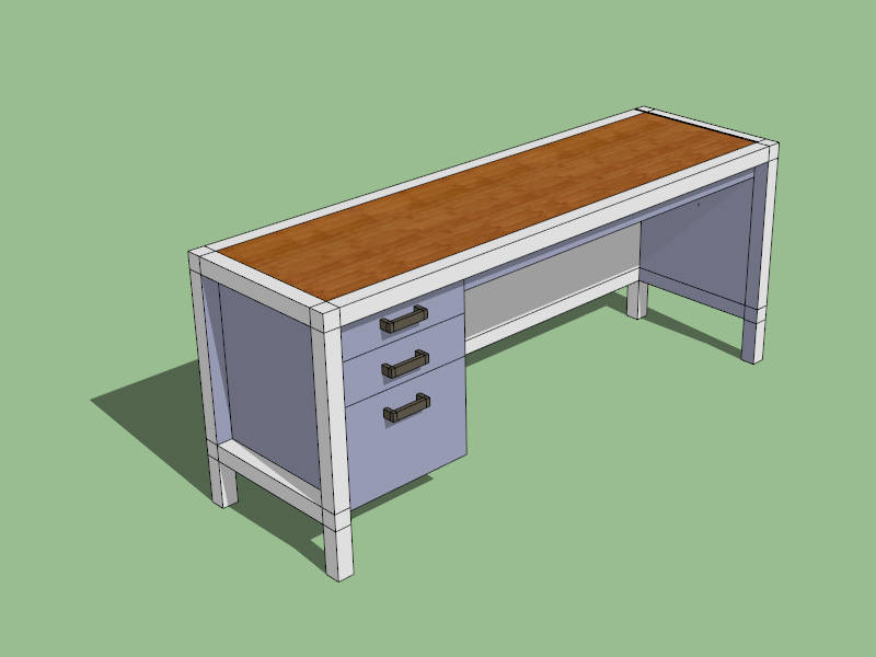 Office Desk with Drawers sketchup model preview - SketchupBox