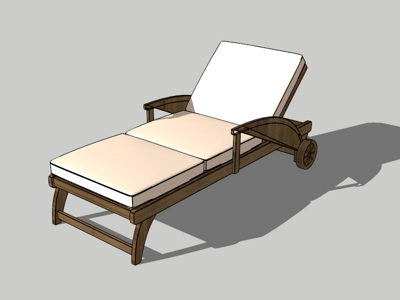 Wood Sun Lounger with Cushion sketchup model preview - SketchupBox