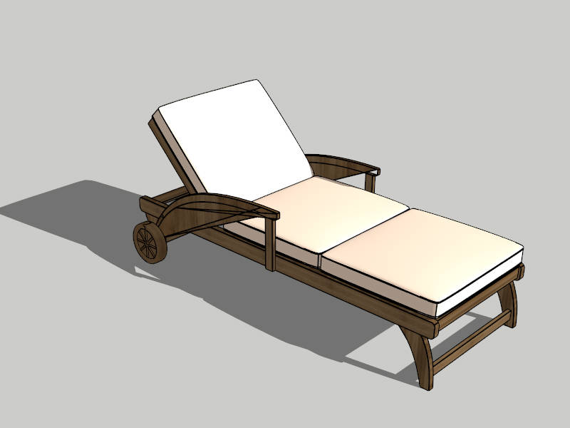 Wood Sun Lounger with Cushion sketchup model preview - SketchupBox