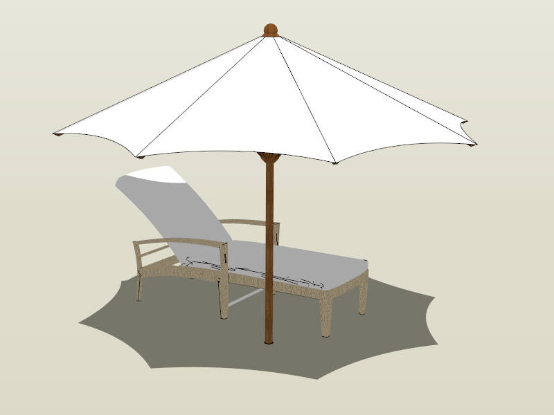 Outdoor Sunlounger with Umbrella sketchup model preview - SketchupBox