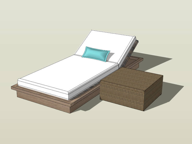 Outdoor Garden Rattan Sun Lounger sketchup model preview - SketchupBox