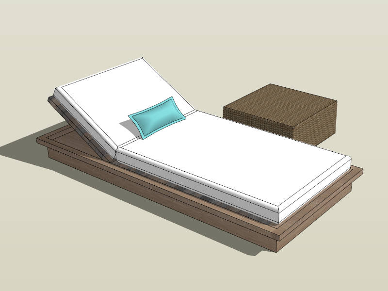 Outdoor Garden Rattan Sun Lounger sketchup model preview - SketchupBox