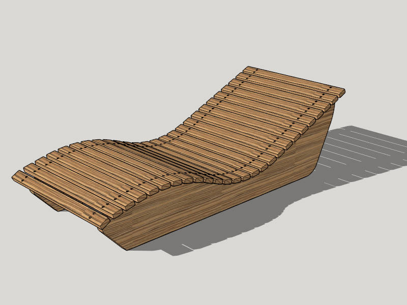 Curved Wooden Sun Lounger sketchup model preview - SketchupBox