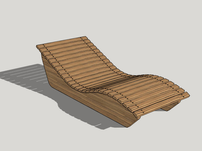 Curved Wooden Sun Lounger sketchup model preview - SketchupBox