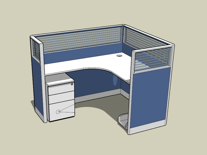 Small Cubicle with Storage sketchup model preview - SketchupBox