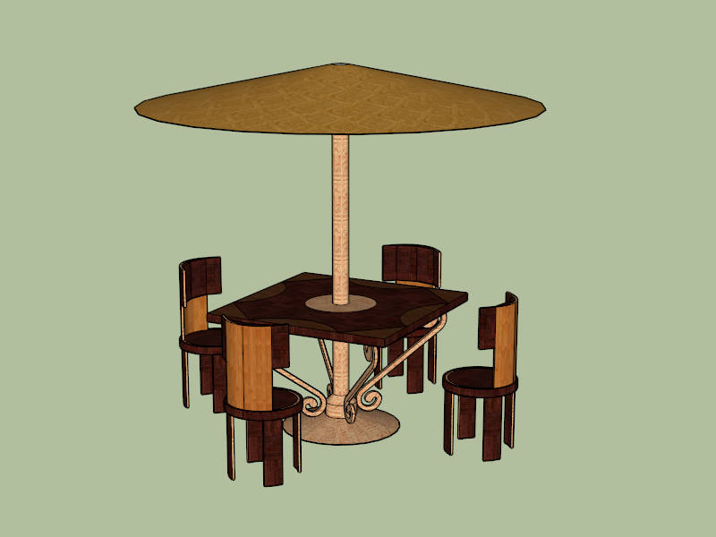 Patio Furniture with Umbrella Set sketchup model preview - SketchupBox