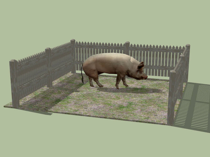 Pig in Farm sketchup model preview - SketchupBox
