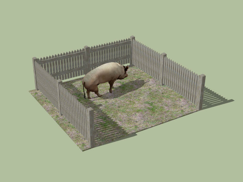 Pig in Farm sketchup model preview - SketchupBox