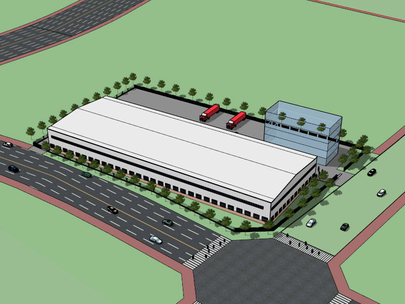 Manufacturing Plant Outside sketchup model preview - SketchupBox