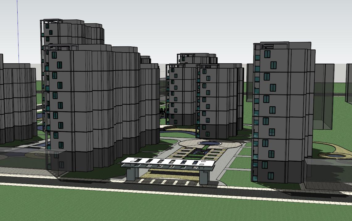 High-rise Residential District Plan sketchup model preview - SketchupBox