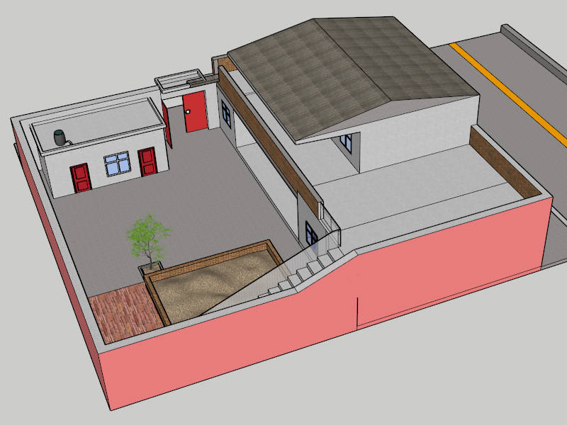 Modern Chinese Folk House sketchup model preview - SketchupBox