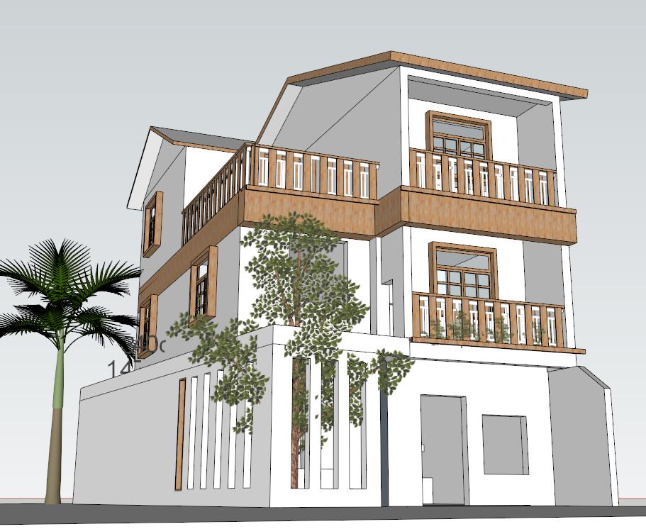 Modern Chinese House sketchup model preview - SketchupBox