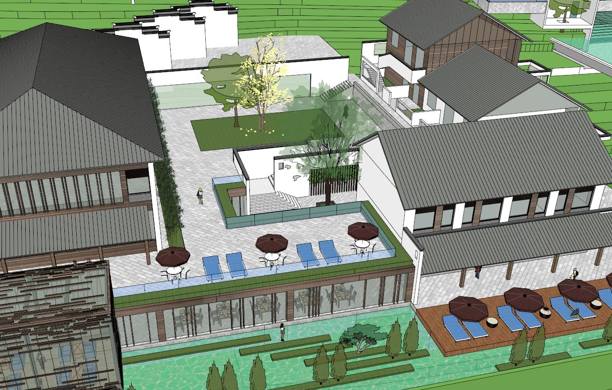 Chinese  Style Country Inn Design sketchup model preview - SketchupBox