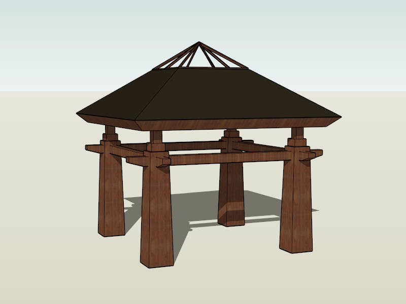 Wood Pavilion sketchup model preview - SketchupBox