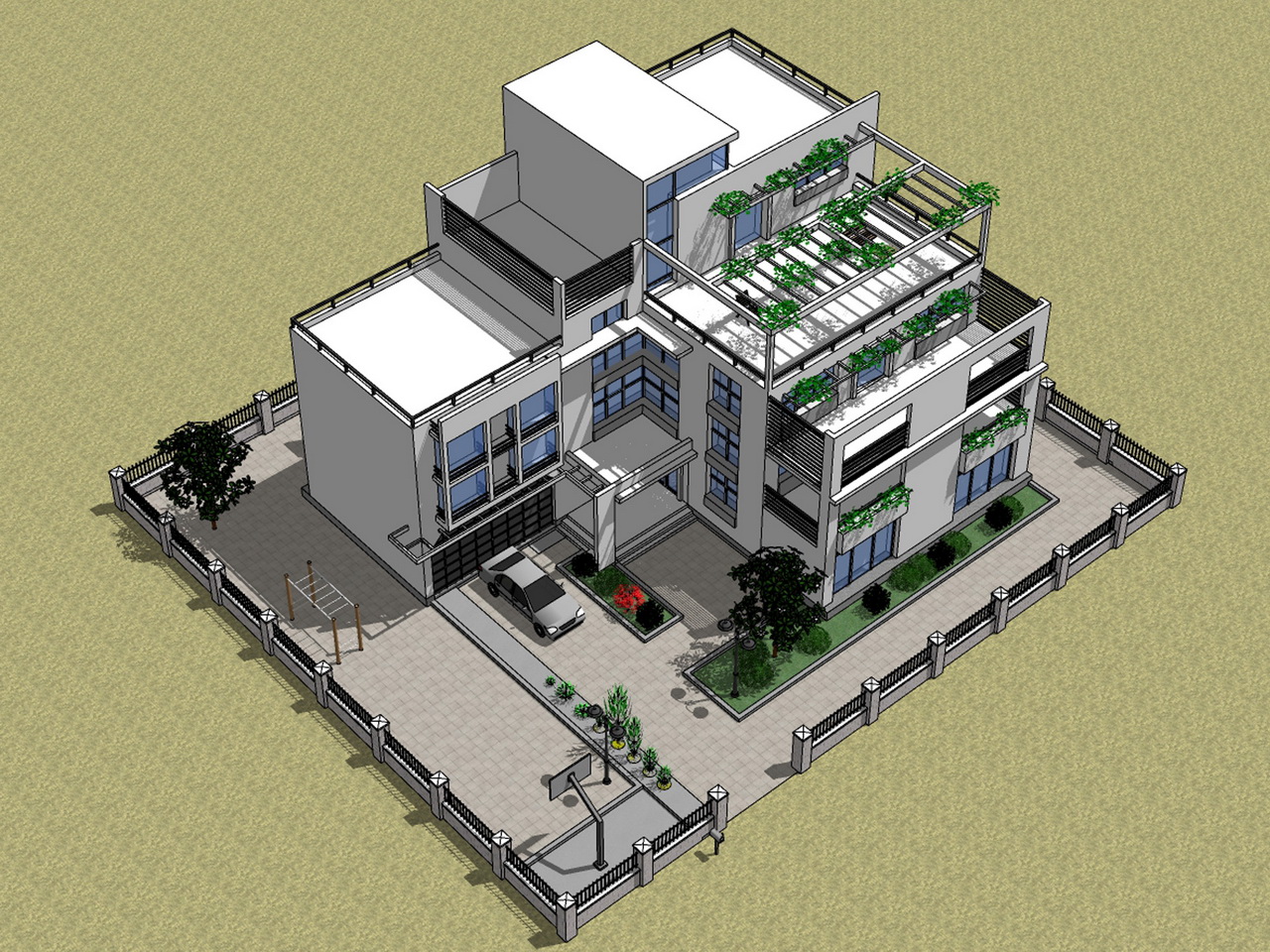 Modern Luxury Villa Design sketchup model preview - SketchupBox
