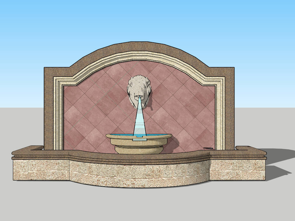 Lion Head Wall Fountain sketchup model preview - SketchupBox