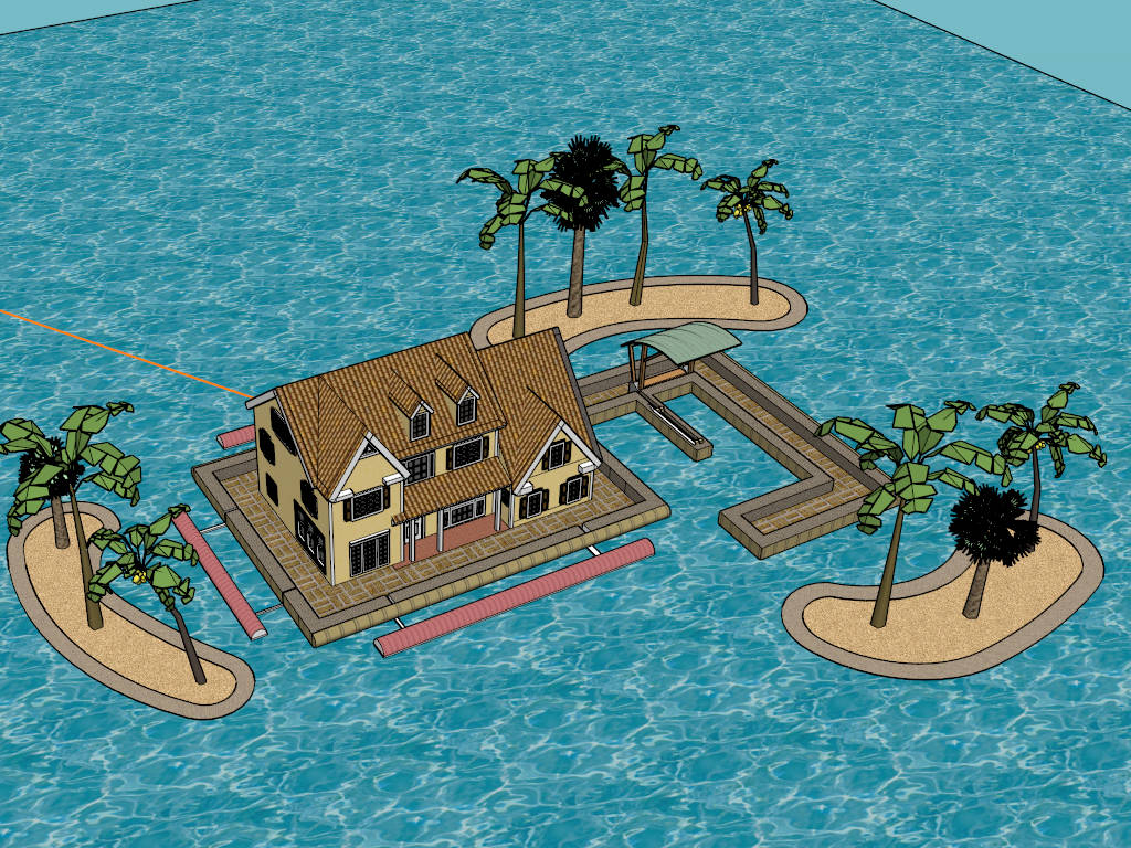 Floating Sea House sketchup model preview - SketchupBox