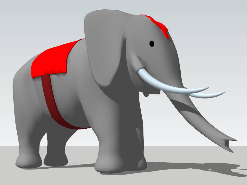 Cute Elephant Cartoon sketchup model preview - SketchupBox