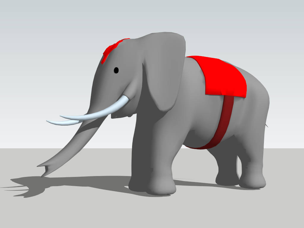 Cute Elephant Cartoon sketchup model preview - SketchupBox