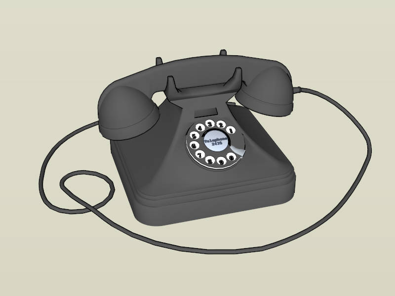 Black Rotary Dial Telephone sketchup model preview - SketchupBox