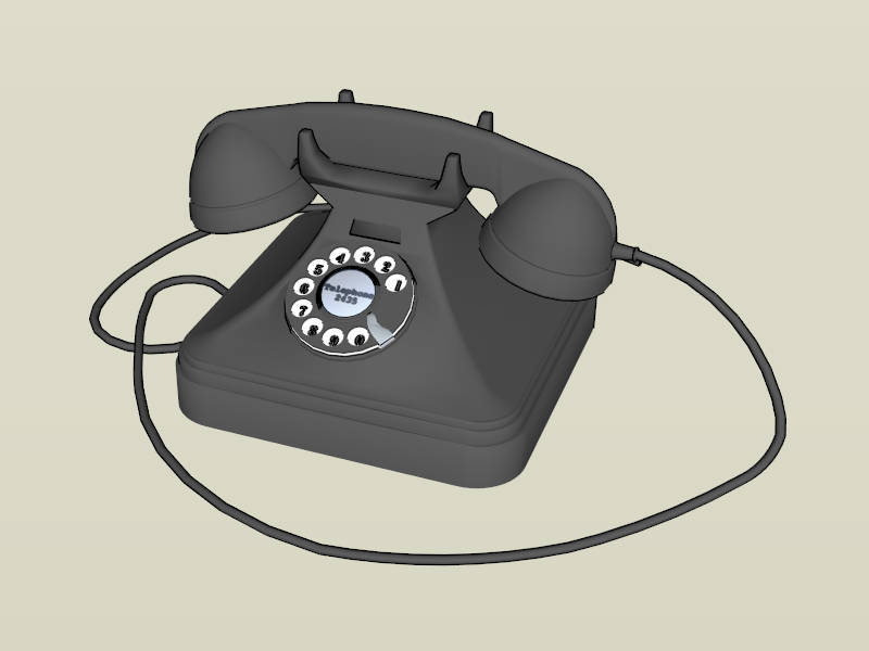 Black Rotary Dial Telephone sketchup model preview - SketchupBox