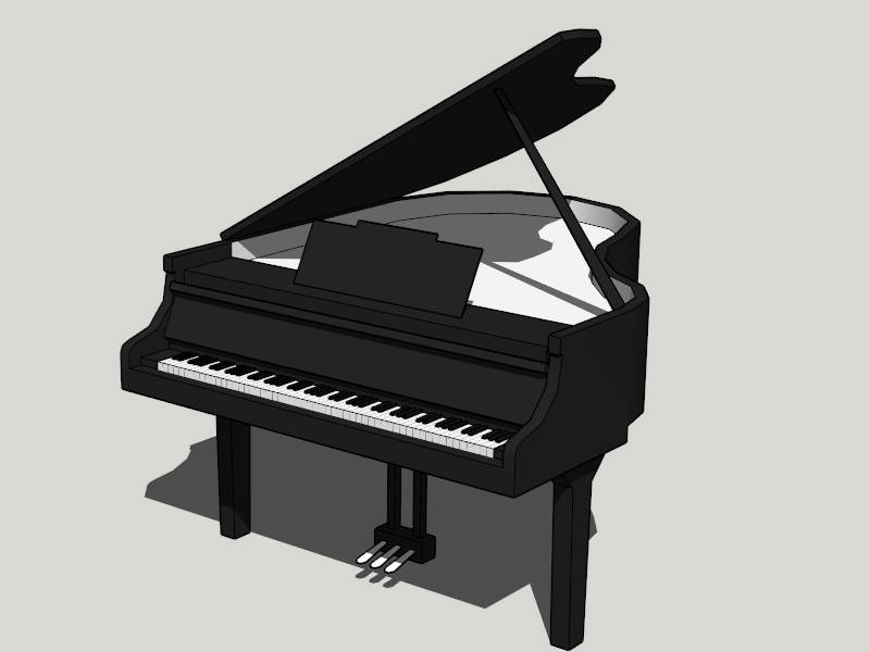 Grand Piano sketchup model preview - SketchupBox