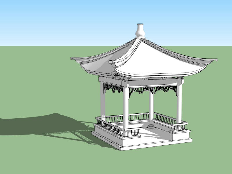 Ancient Chinese Square Pavilion sketchup model preview - SketchupBox