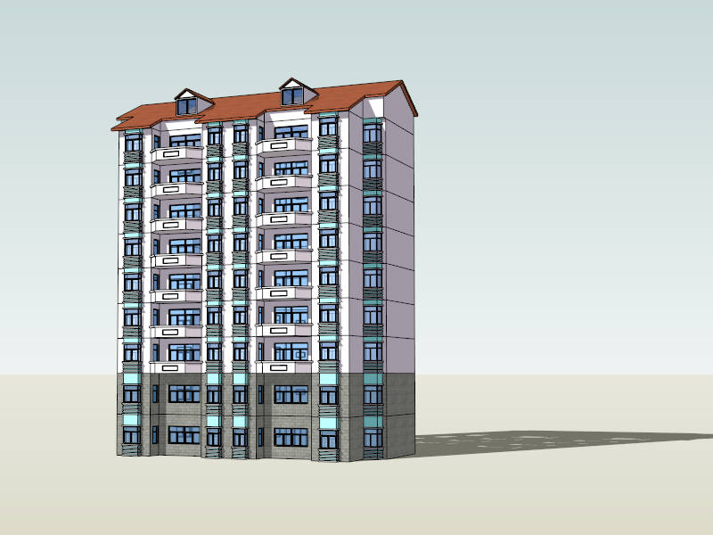 Condominium Building sketchup model preview - SketchupBox