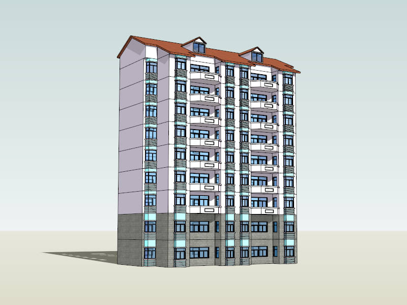 Condominium Building sketchup model preview - SketchupBox