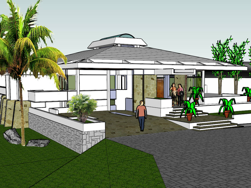 Modern House Design sketchup model preview - SketchupBox