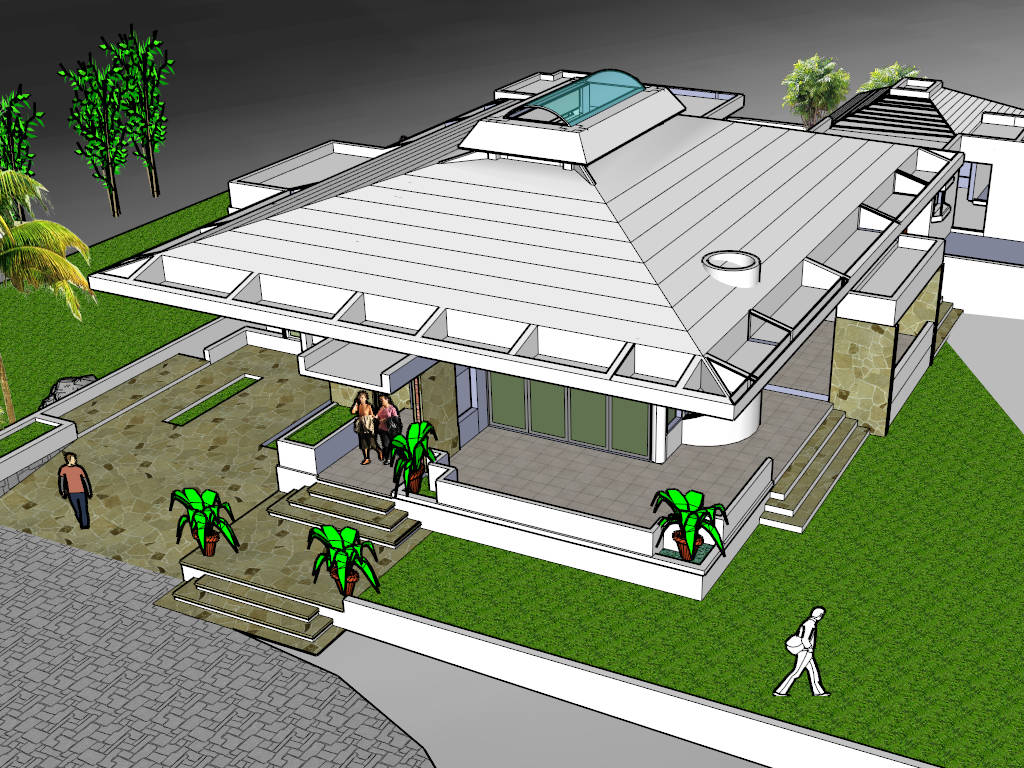 Modern House Design sketchup model preview - SketchupBox