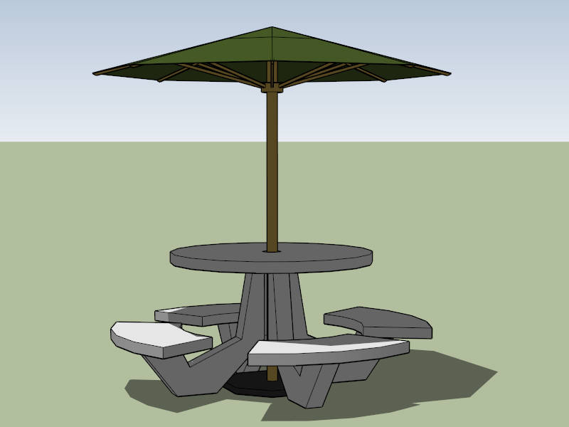 Outdoor Picnic Table Set with Umbrella sketchup model preview - SketchupBox