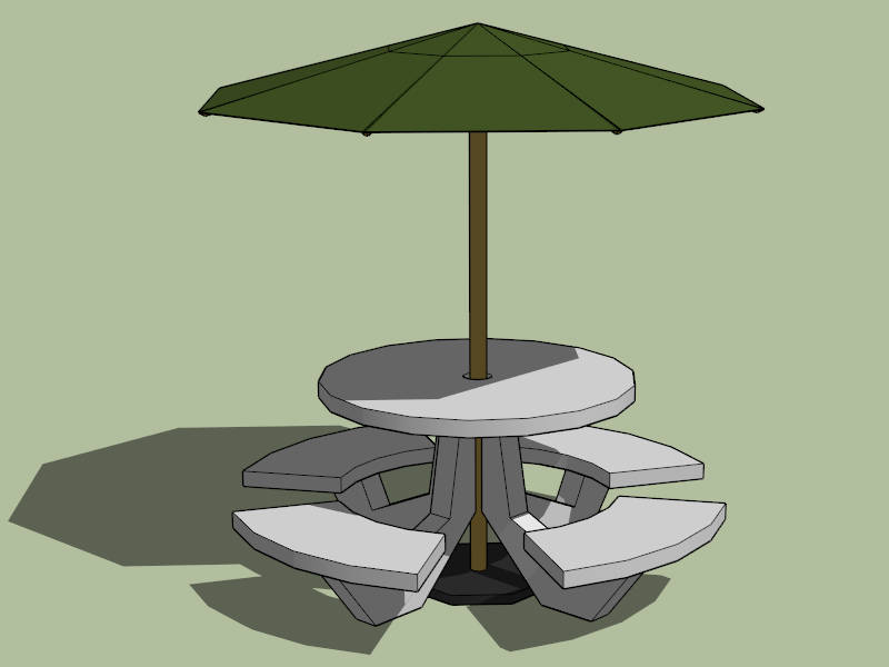 Outdoor Picnic Table Set with Umbrella sketchup model preview - SketchupBox