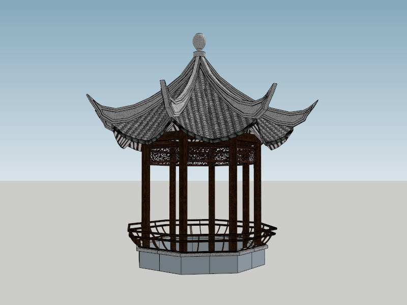 Chinese Octagonal Pavilion sketchup model preview - SketchupBox