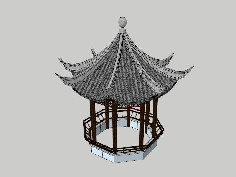 Chinese Octagonal Pavilion sketchup model preview - SketchupBox