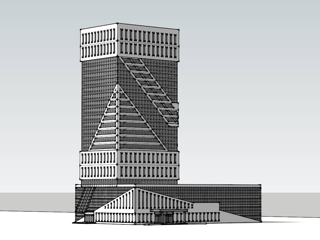 Modern Hotel Design Exterior sketchup model preview - SketchupBox