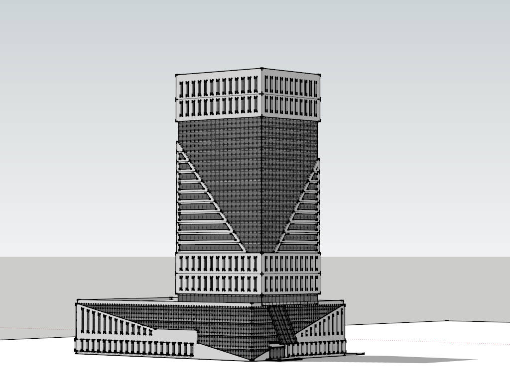 Modern Hotel Design Exterior sketchup model preview - SketchupBox