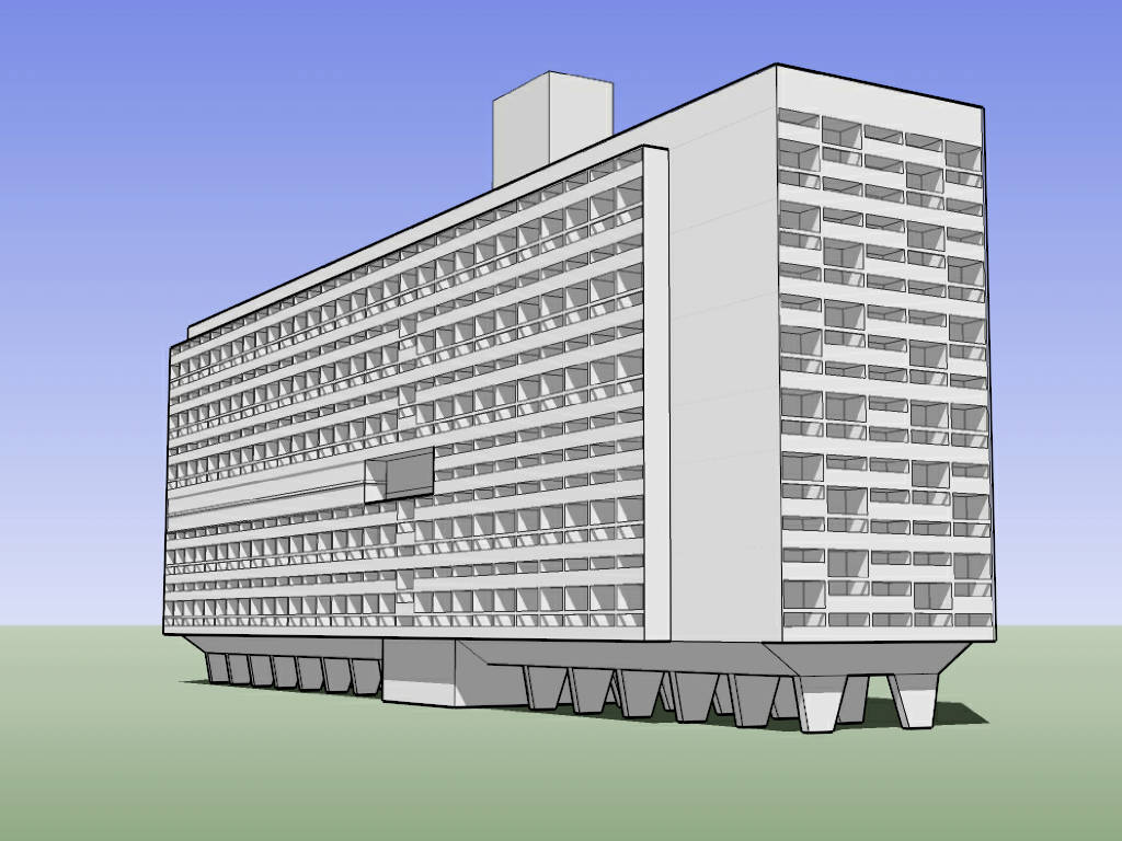 Le Corbusier Apartment sketchup model preview - SketchupBox